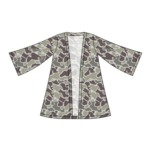 Dark grey camo design girls long sleeve cardigan top preorder