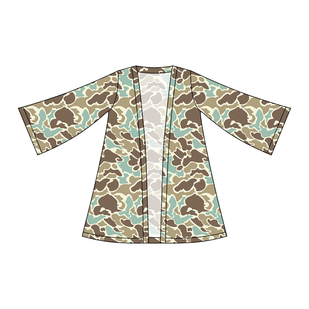 Khaki green camo design girls long sleeve cardigan top preorder