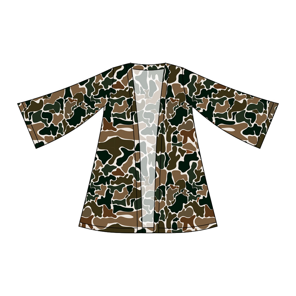 Dark green camo design girls long sleeve cardigan top preorder