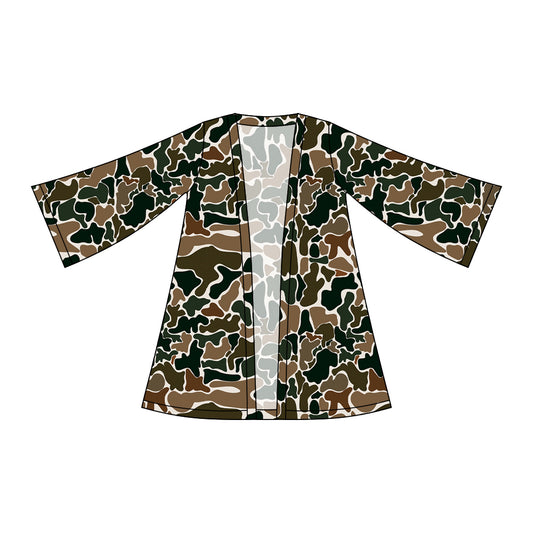 Dark green camo design girls long sleeve cardigan top preorder