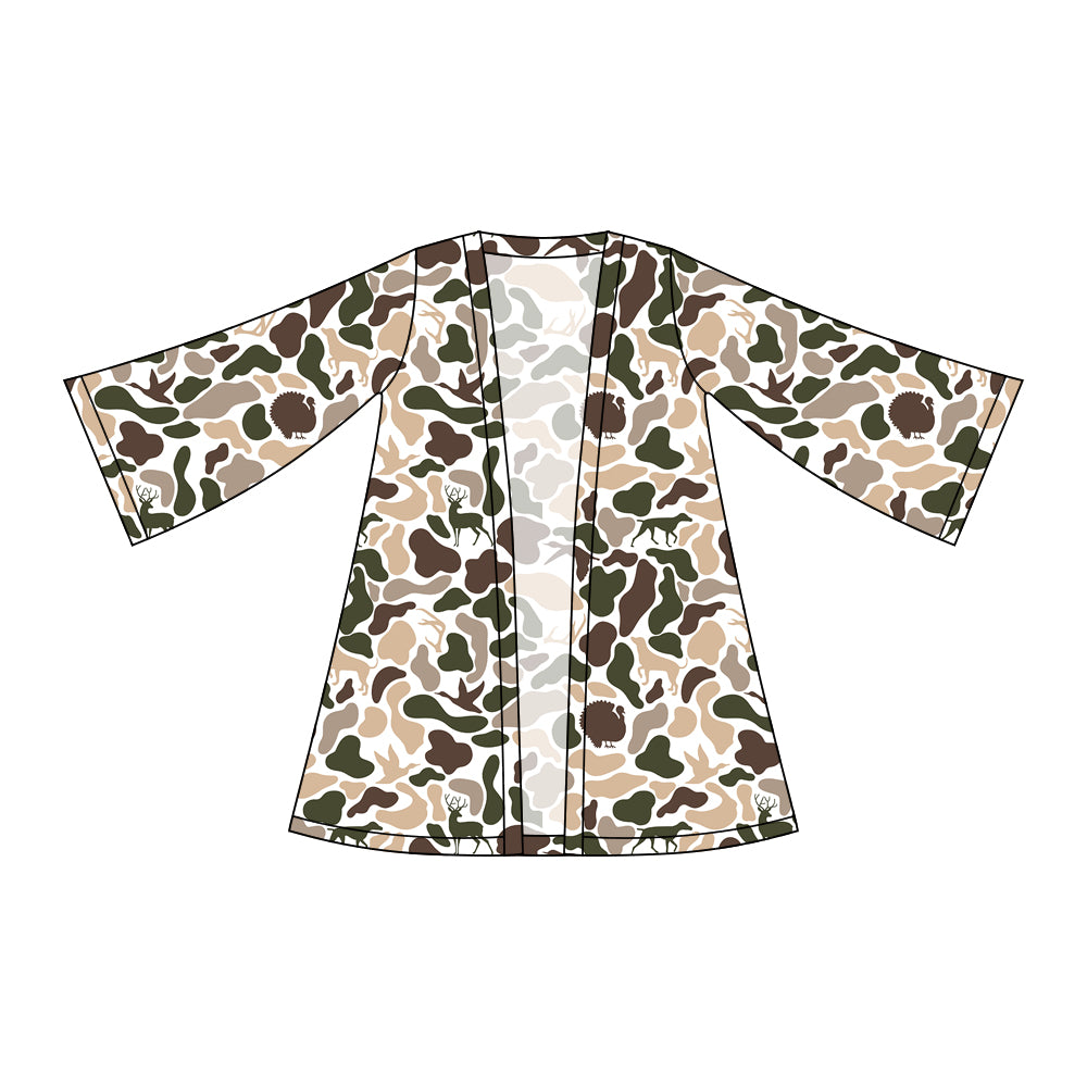 Deer camo design girls long sleeve cardigan top preorder