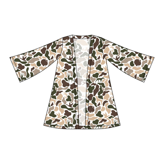Deer camo design girls long sleeve cardigan top preorder