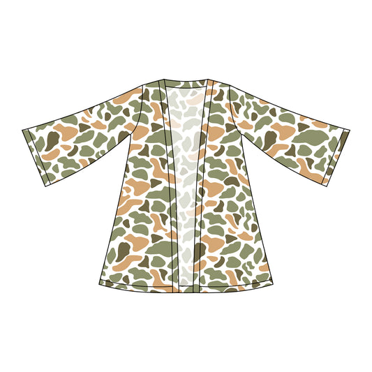 Green orange camo design girls long sleeve cardigan top preorder