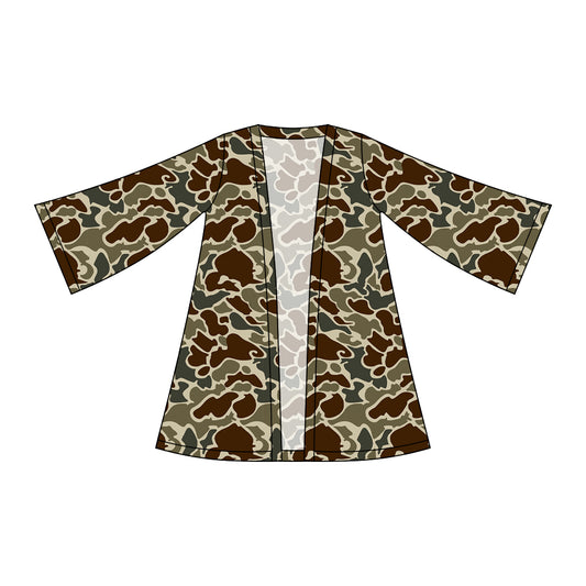 Dark brown camo design girls long sleeve cardigan top preorder