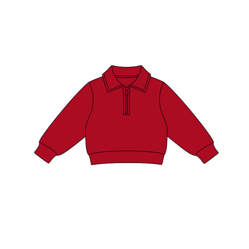 Red color girls long sleeve yoga pullover top preorder