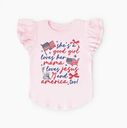 July 4th kids girls short sleeve top preorder