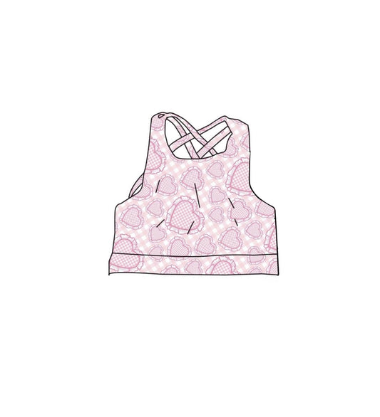 Valentines heart color girls yoga crop top preorder