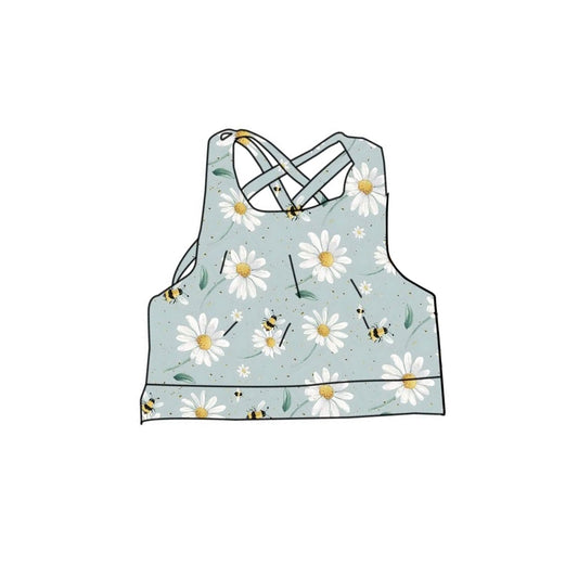 Flowers color girls yoga crop top preorder