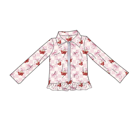 Pink bow cheery girls yoga pullover top preorder