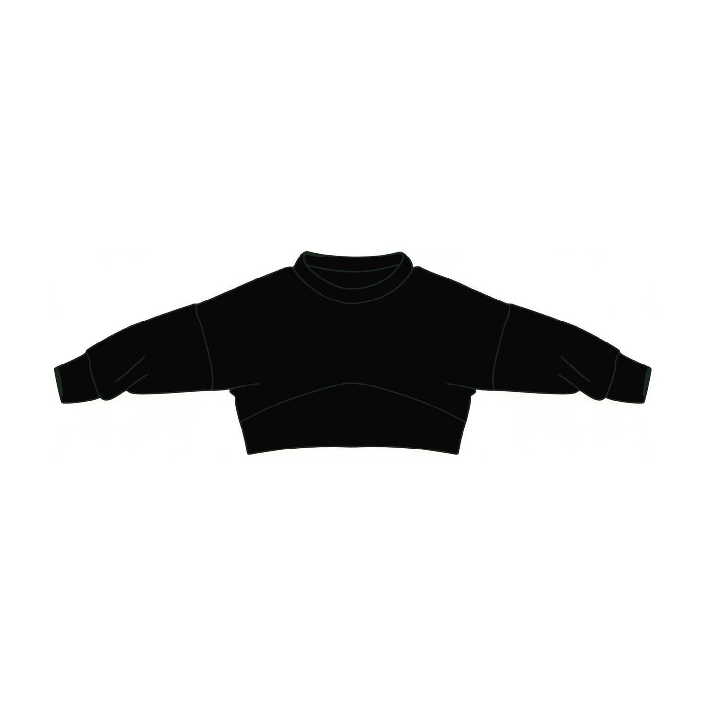 Black color girl long sleeve crop top  preorder