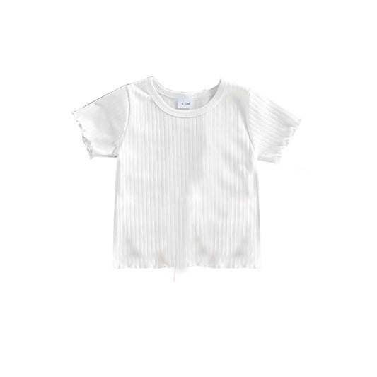 White ribbed design  boy short sleeve top preorder