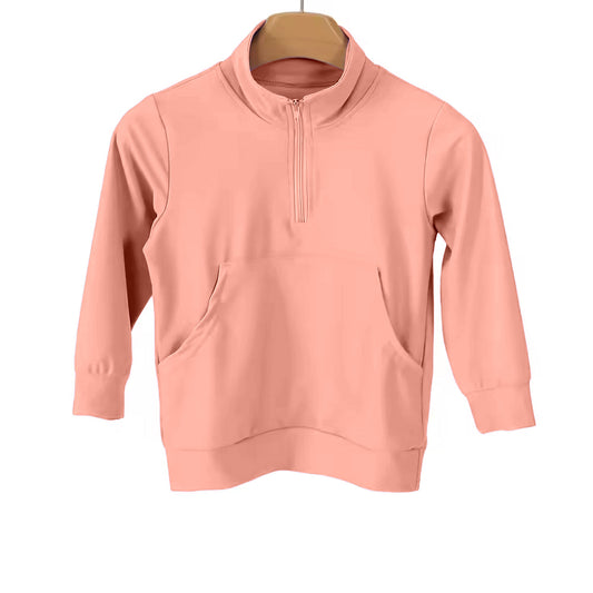 Coral color girls yoga pullover top preorder