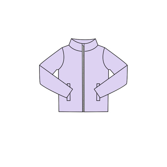 Lavender color girls long sleeve yoga zip coat top preorder