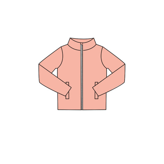 Pink color girls long sleeve yoga zip coat top preorder