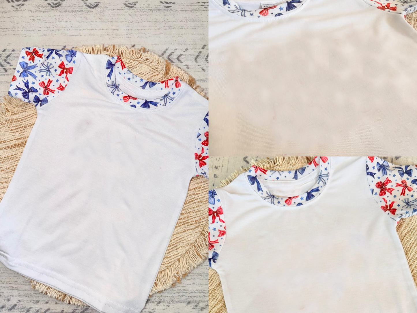 Red blue bow print girls July 4th top preorder