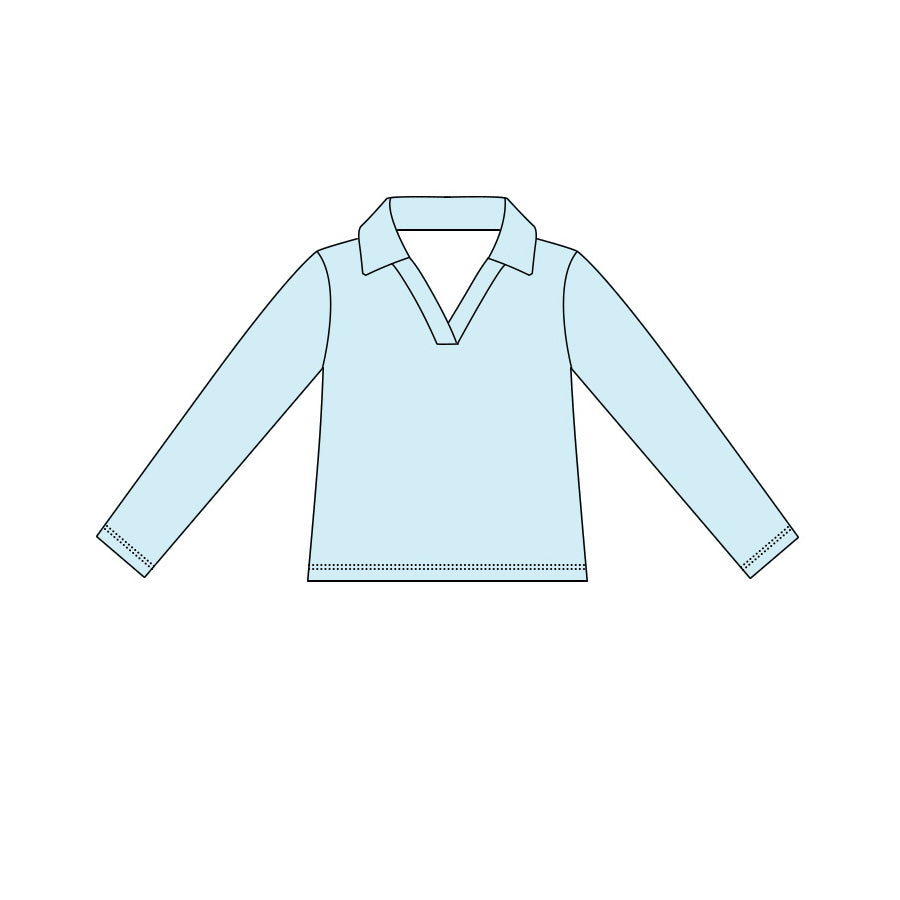 Light blue color girls yoga pullover top preorder
