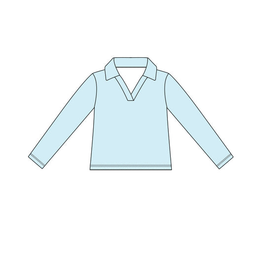 Light blue color girls yoga pullover top preorder