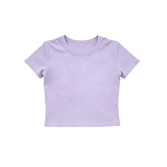 Lavender color girls yoga short sleeve top preorder