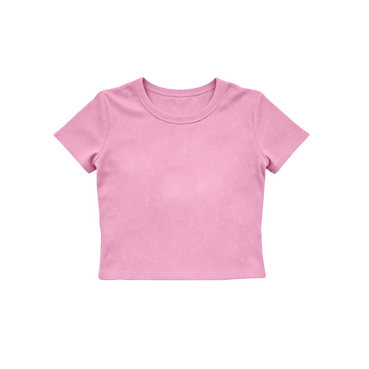 Pink color girls yoga short sleeve top preorder