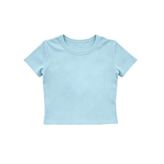 Blue color girls yoga short sleeve top preorder