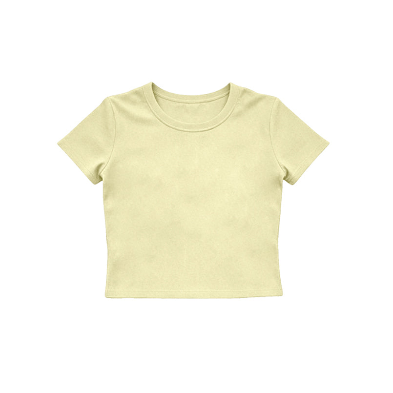 Yellow color girls yoga short sleeve top preorder