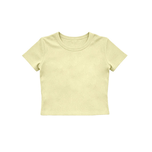 Yellow color girls yoga short sleeve top preorder
