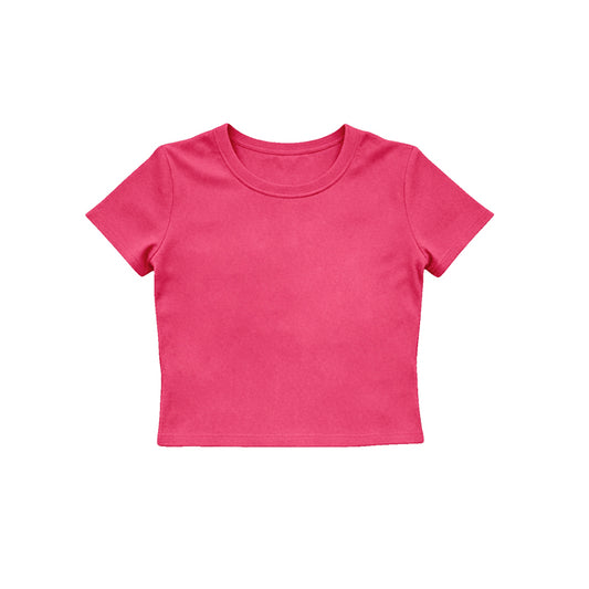 Hot pink color girls yoga short sleeve top preorder