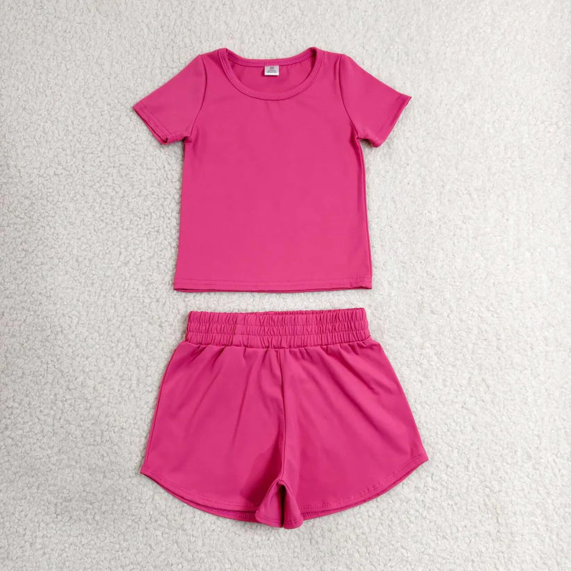 Lavender yoga top matching shorts girls summer outfit