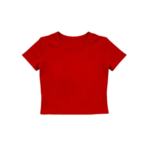 Red color girls yoga short sleeve top preorder