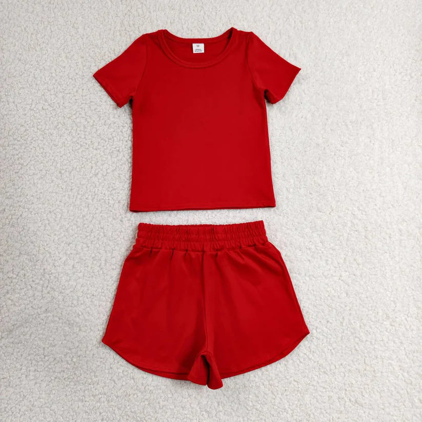 Lavender yoga top matching shorts girls summer outfit