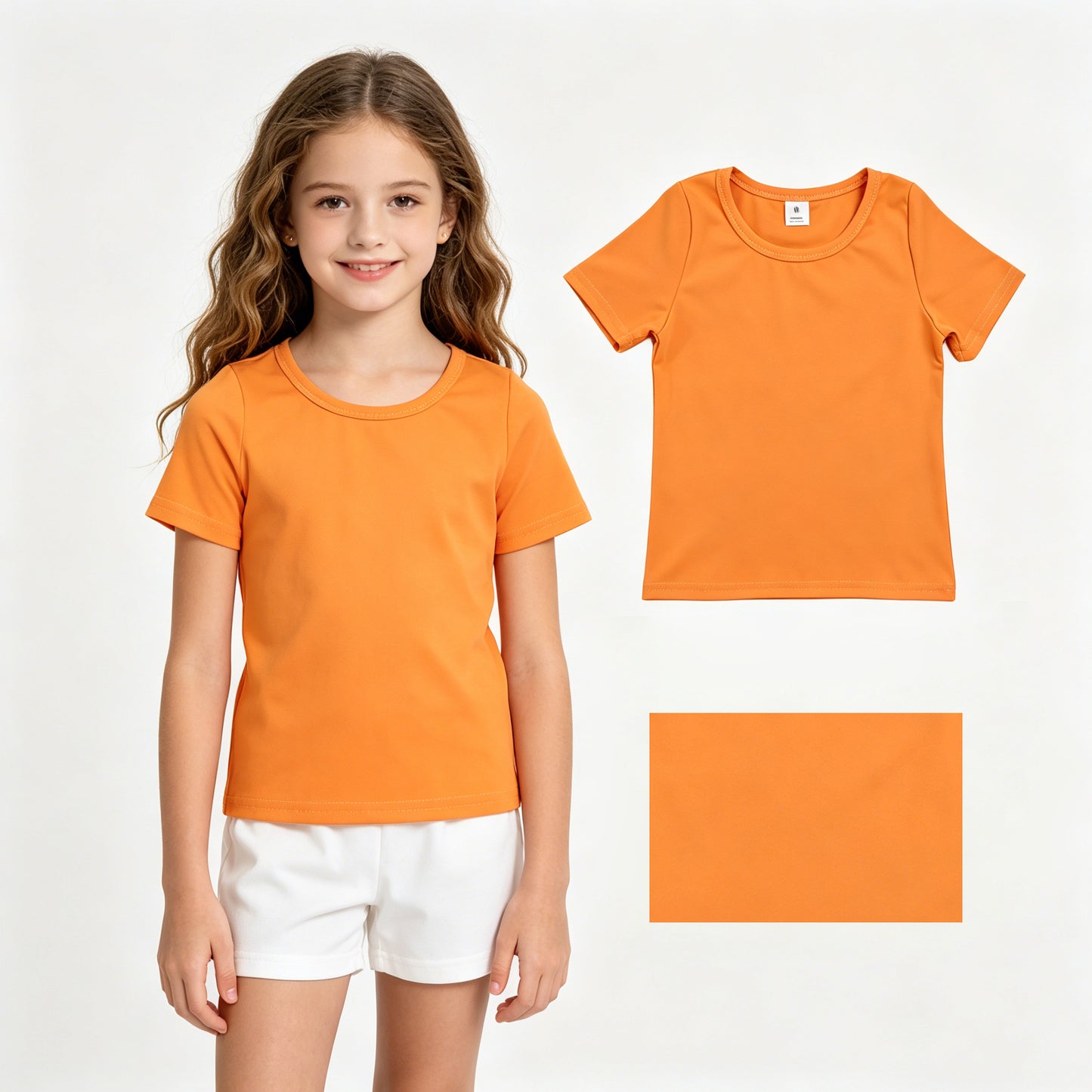Orange color girls yoga short sleeve top