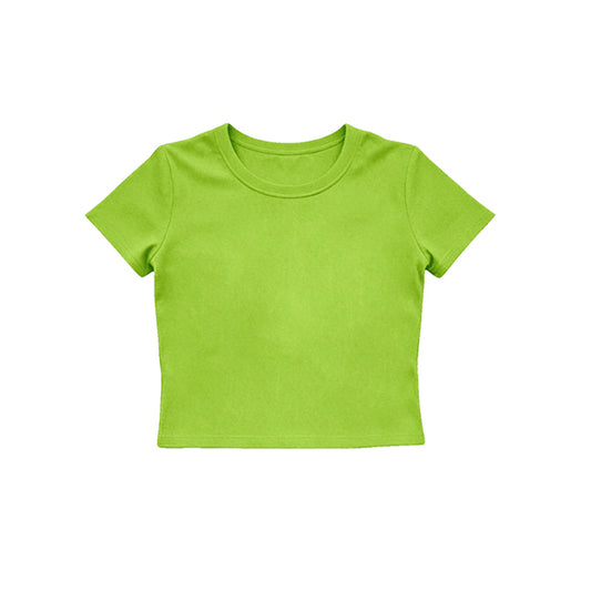Lime green color girls yoga short sleeve top preorder