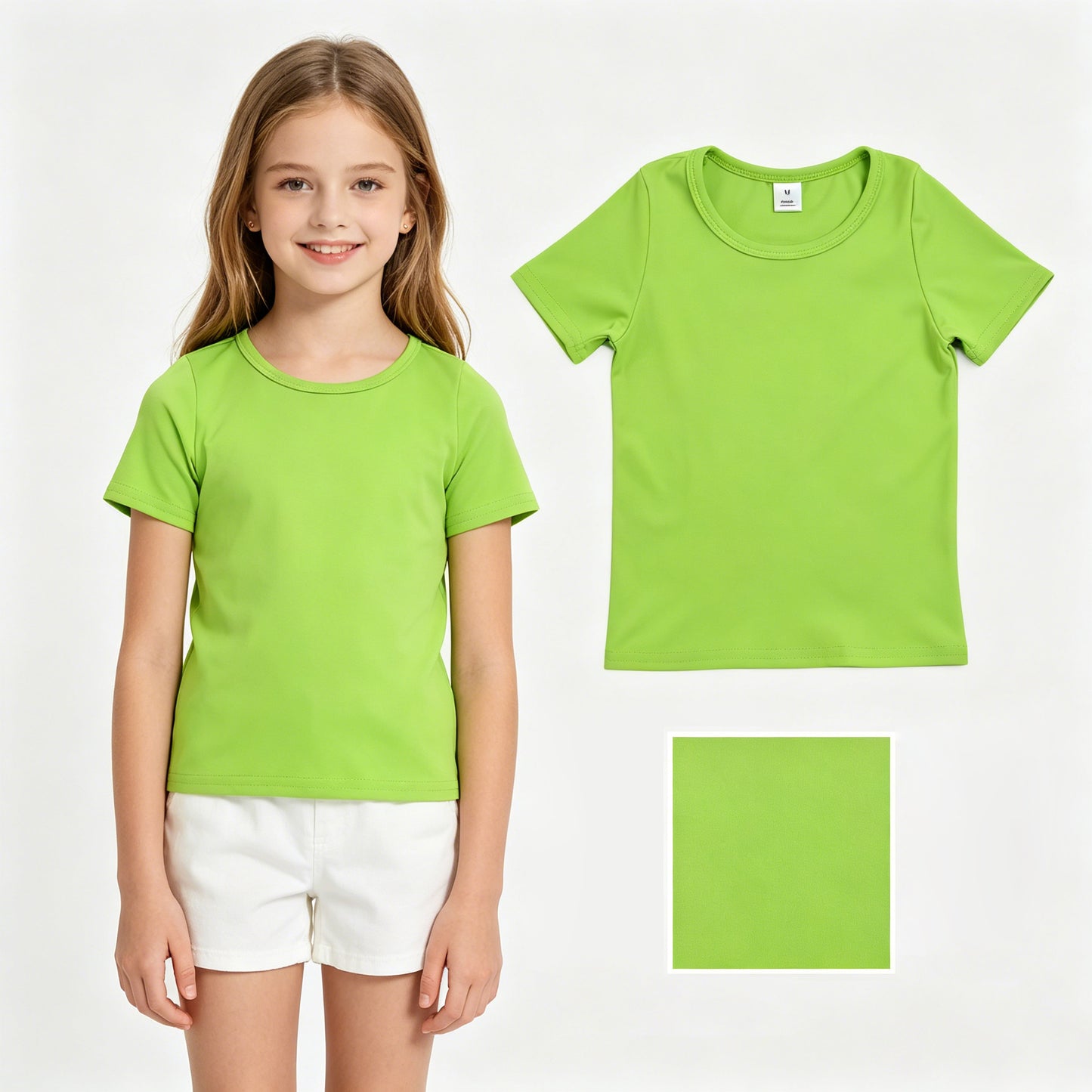 Lime green color girls yoga short sleeve top