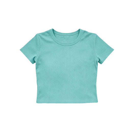 Mint green color girls yoga short sleeve top preorder