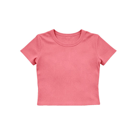 Coral color girls yoga short sleeve top preorder