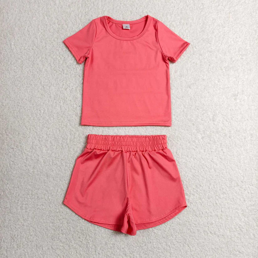 Lavender yoga top matching shorts girls summer outfit