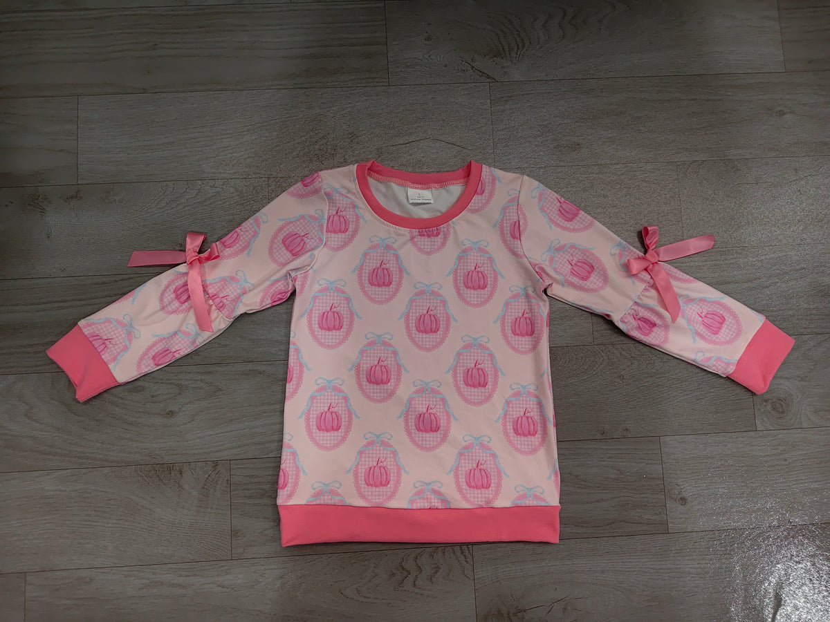 Fall pumpkin kids girl long sleeve top preorder