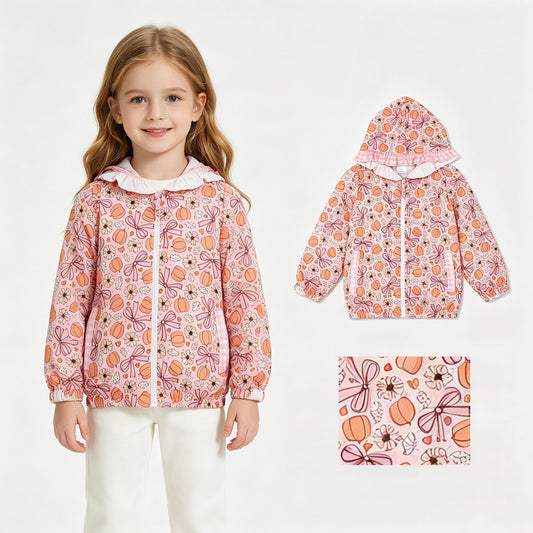 Fall pumpkin kids girl long sleeve hoodie top
