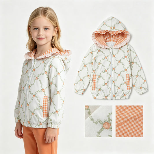 Fall pumpkin kids girl long sleeve hoodie top