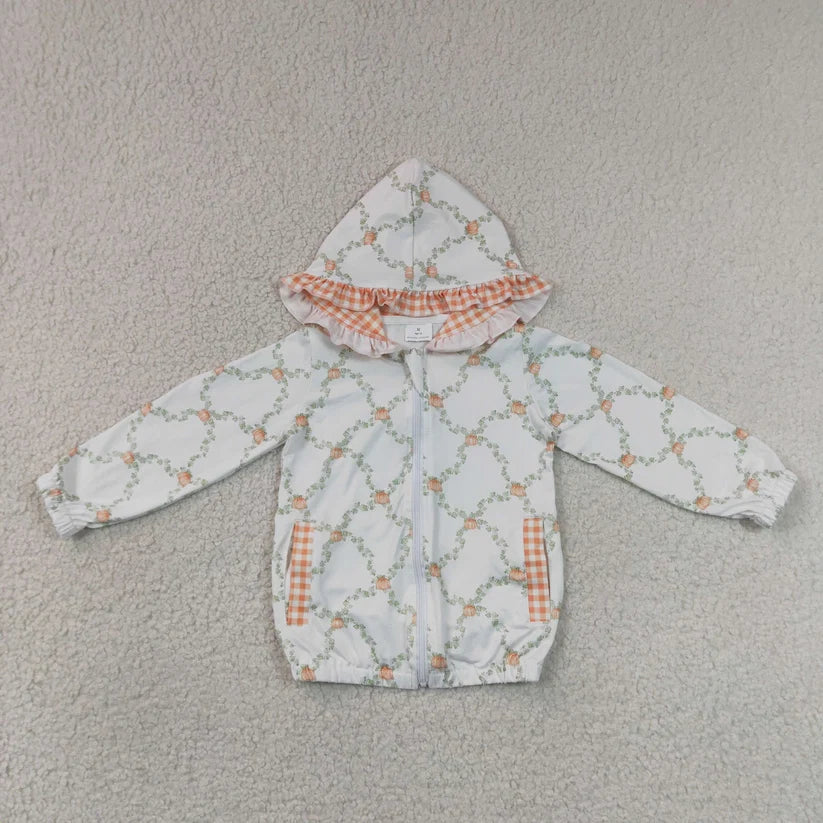 Fall pumpkin kids girl long sleeve hoodie top
