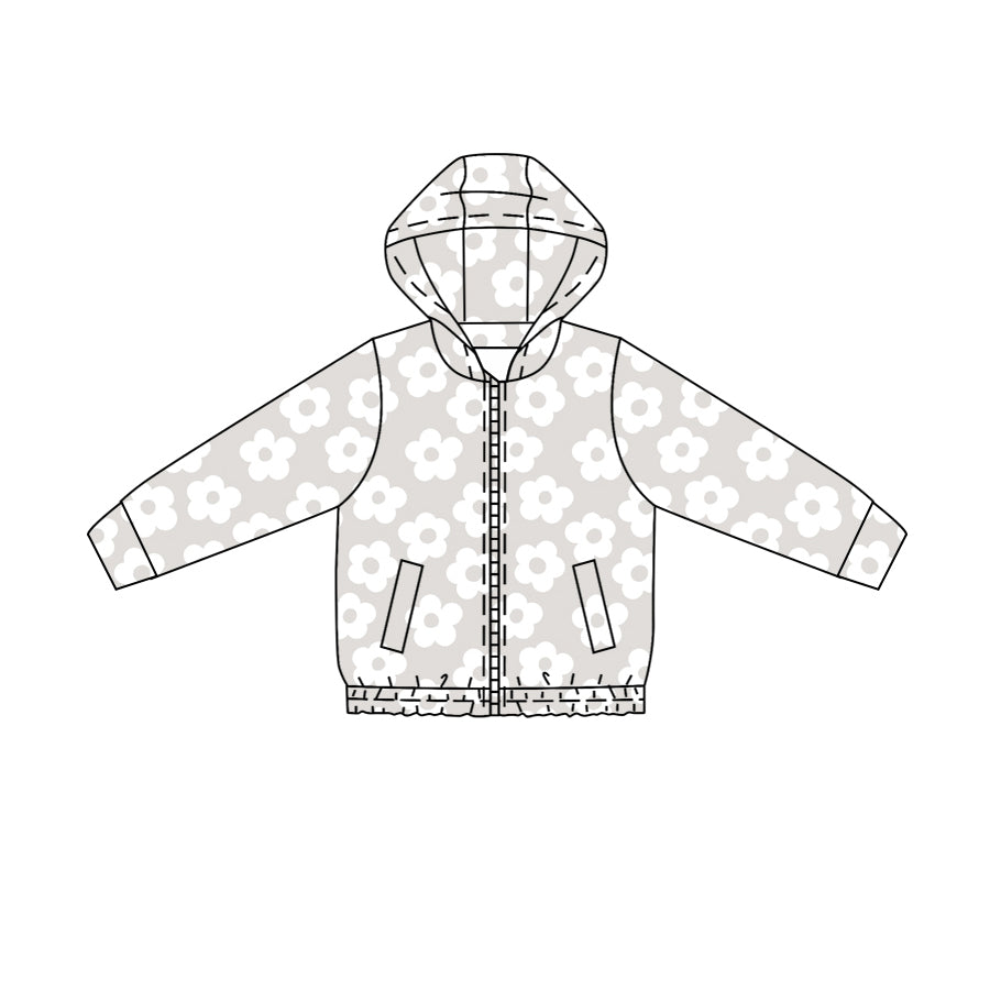 Flowers print kids girl long sleeve yoga hoodie top preorder