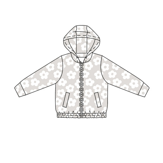 Flowers print kids girl long sleeve yoga hoodie top preorder