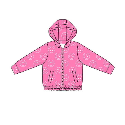 Smile face print kids girl long sleeve yoga hoodie top preorder