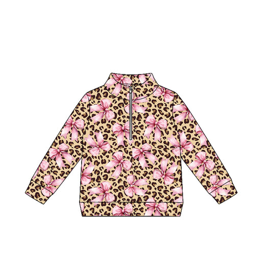 Pink cheetah print kids long sleeve pullover top preorder
