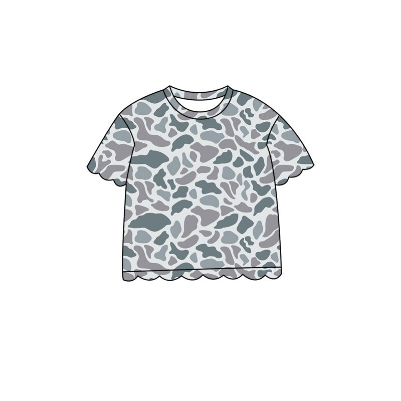 Light grey Camo print girls short sleeve t-shirt top preorder