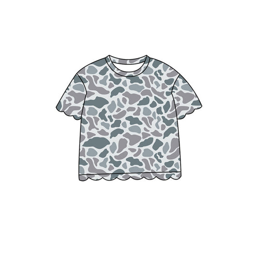 Light grey Camo print girls short sleeve t-shirt top preorder