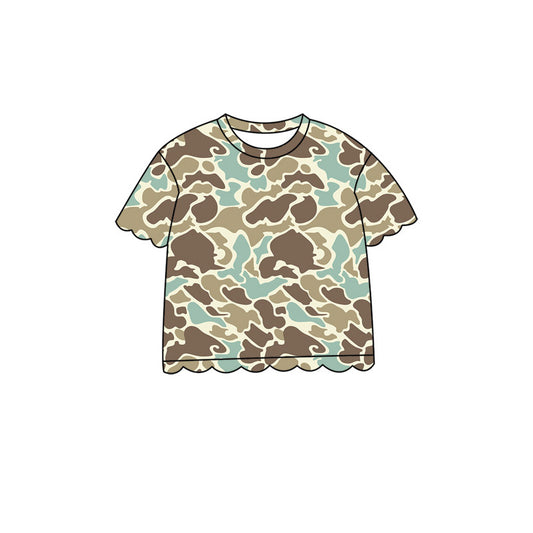 Khaki Camo print girls short sleeve t-shirt top preorder