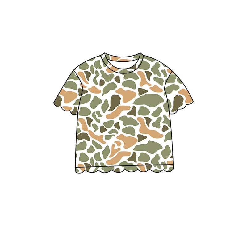 Green Camo print girls short sleeve t-shirt top preorder
