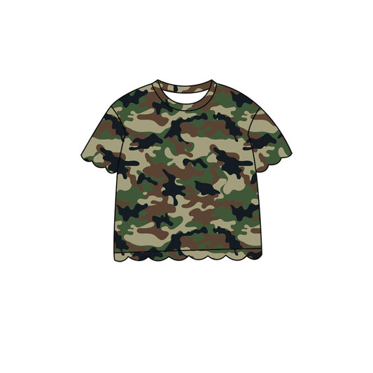 Black Green Camo print girls short sleeve t-shirt top preorder