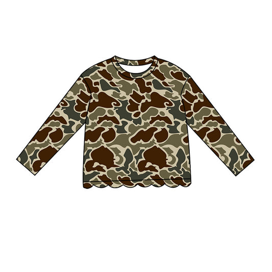 Dark Brown Camo print girls long sleeve t-shirt top preorder